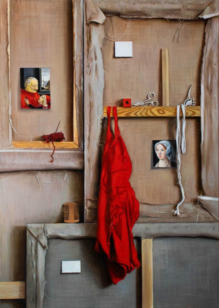 Agnieszka Staak Janczarska, Miedzy obrazami, olej na płótnie, 90x65cm, 2024 Galeria Sztuki Katarzyny Napiórkowskiej
